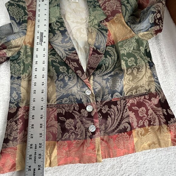 Bedford Fair Lifestyles Womens Jacquard Paisley Tapestry Blazer Jacket 14P Multi - Picture 7 of 7